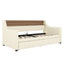 Twin Size Daybed with Trundle, Upholstered Daybed with Charging Station and LED Lights, White - Korvel