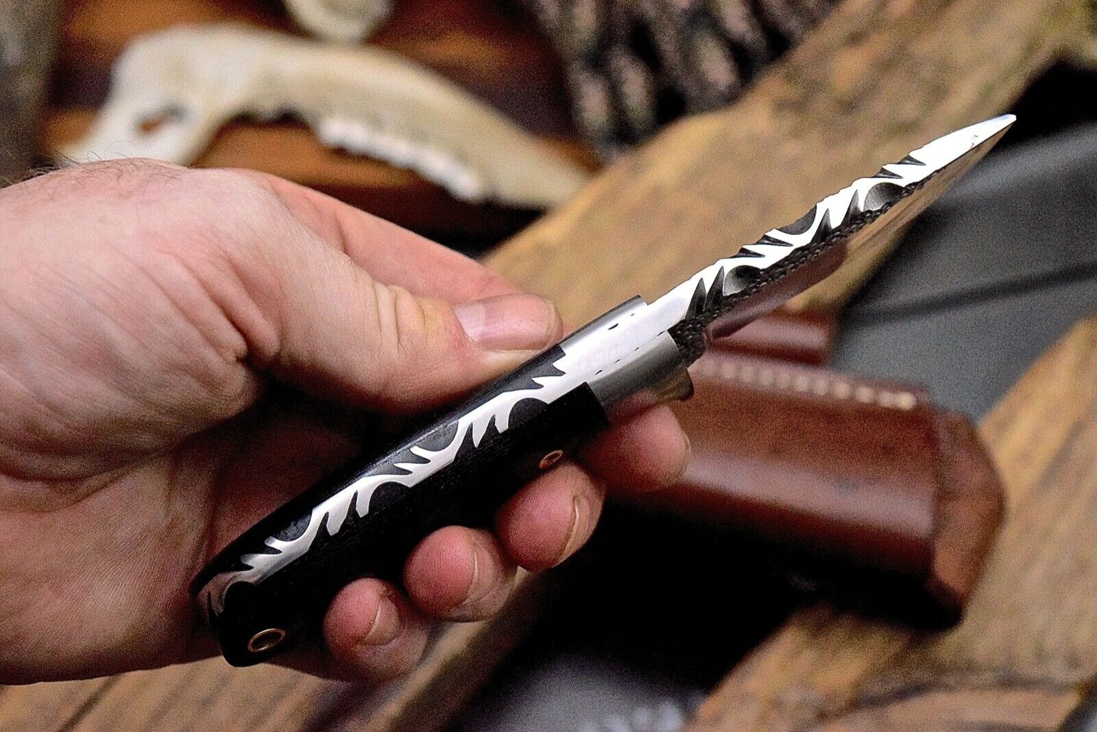 Premium Handcrafted Skinning Knife | 7.2" 1095 Steel Blade & Micarta Grip | Leather Sheath Included - Korvel