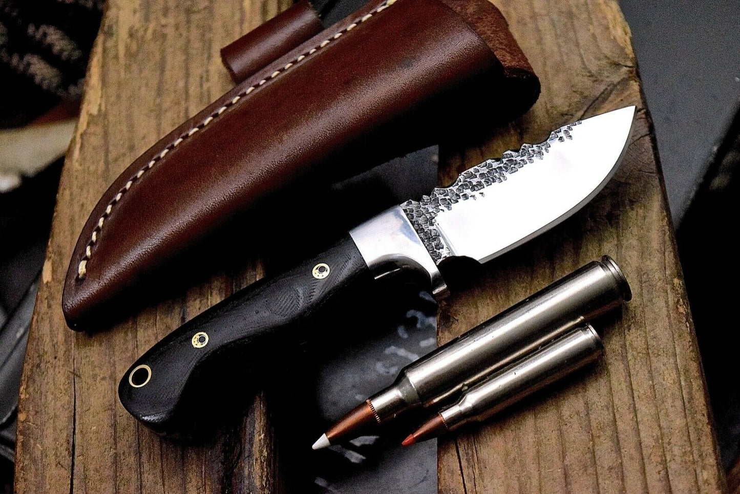 Premium Handcrafted Skinning Knife | 7.2" 1095 Steel Blade & Micarta Grip | Leather Sheath Included - Korvel