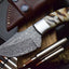 Premium Custom Skinning Knife | Raindrops Damascus Blade & Sheep Horn Handle | 7.2 Inches | Includes Leather Sheath | KBS Knives - Korvel
