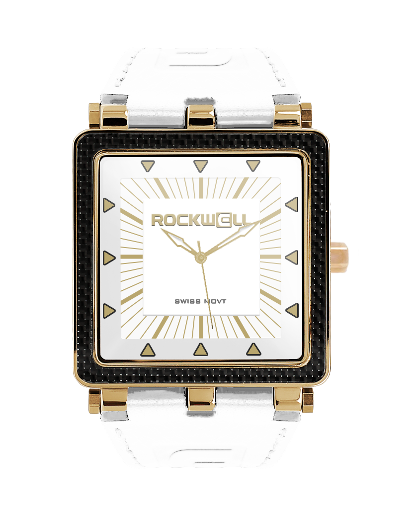 CF Leather Watch in Rose Gold and White