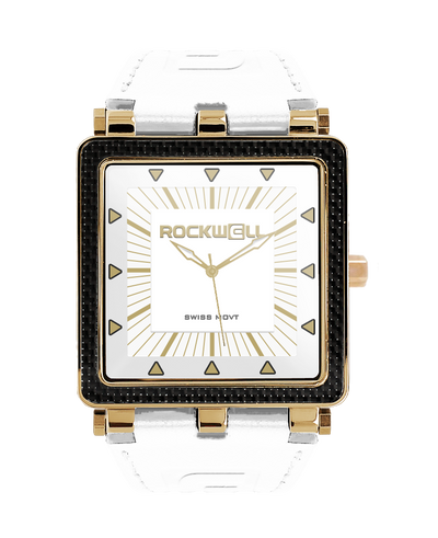 CF Leather Watch in Rose Gold and White