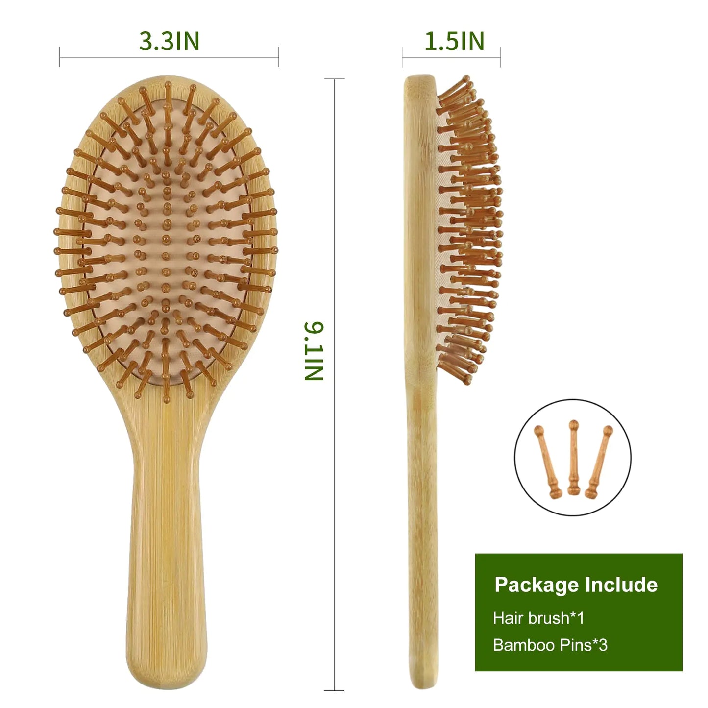 Brosse à cheveux démelante en bambou naturel MRD