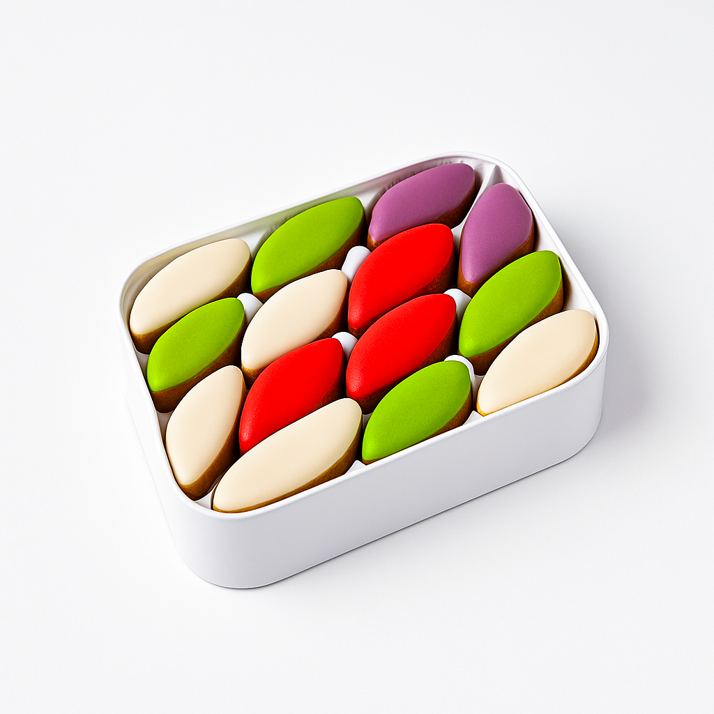 Caramelos de Almendra Calissons Andy Anand, 28 piezas, 5 sabores - Caja de regalo gourmet
