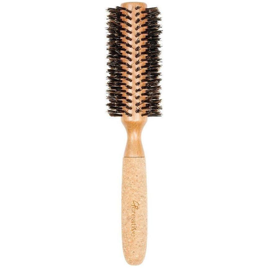 Brosse ronde en poils de sanglier et en liège en bouleau écologique