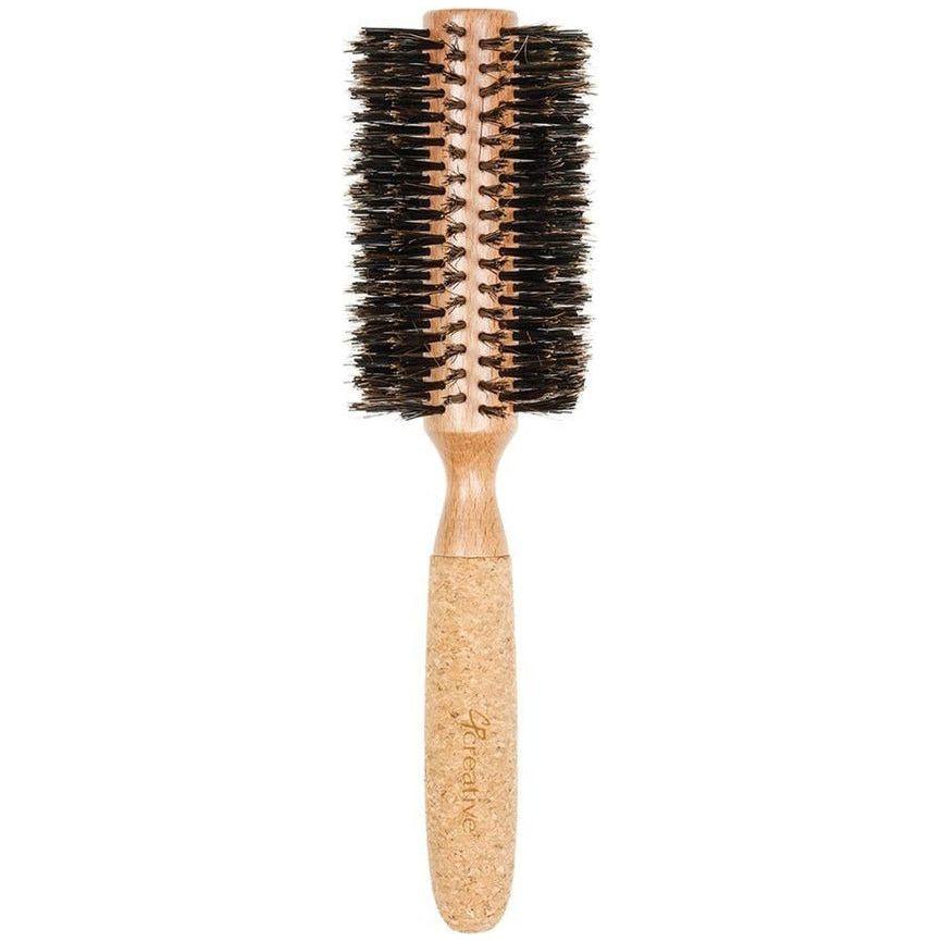 Brosse ronde en poils de sanglier et en liège en bouleau écologique