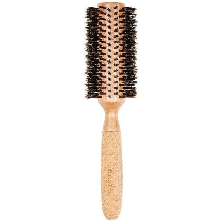Brosse ronde en poils de sanglier et en liège en bouleau écologique