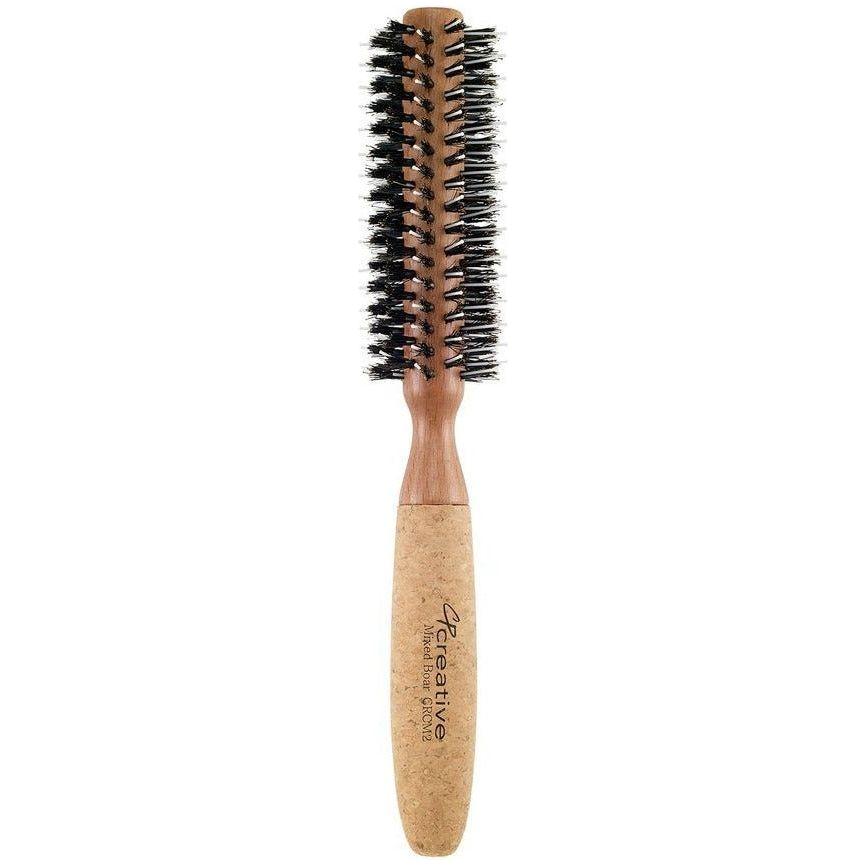 Brosse ronde en poils de sanglier et en liège en bouleau écologique