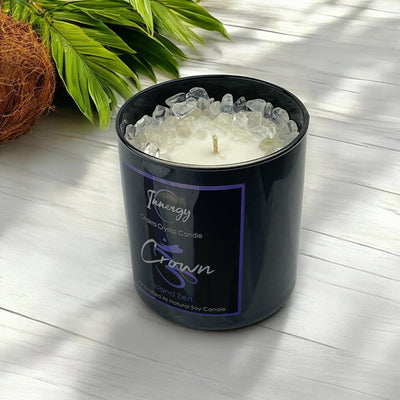 Crown Chakra Crystal Candle - Serenity & Enlightenment | 9oz Coconut-Soy Wax - Korvel