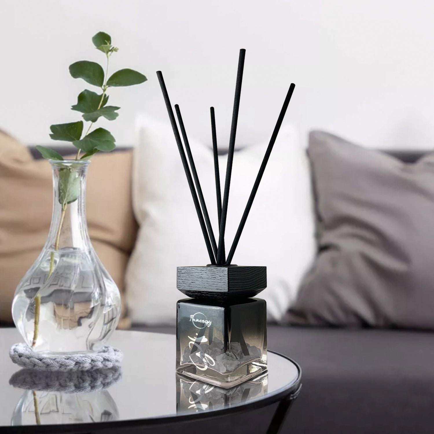 Crown Chakra Crystal-Infused Reed Diffuser with Island Zen Aroma, 100ml - Korvel