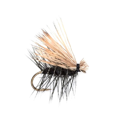 Premium Black Elk Hair Caddis Dry Flies - 6 Pack Size 16 for Trout Fishing - Korvel