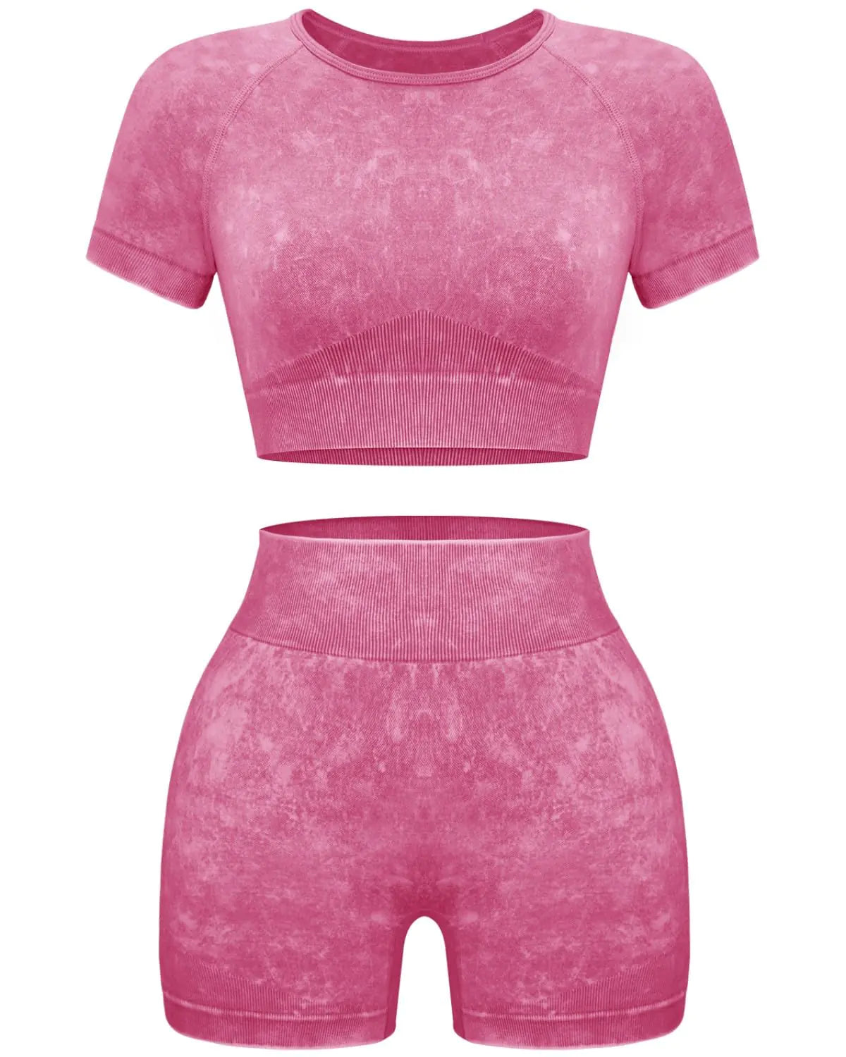OLCHEE Women's Seamless Acid Wash Yoga Set - Coffee, Small