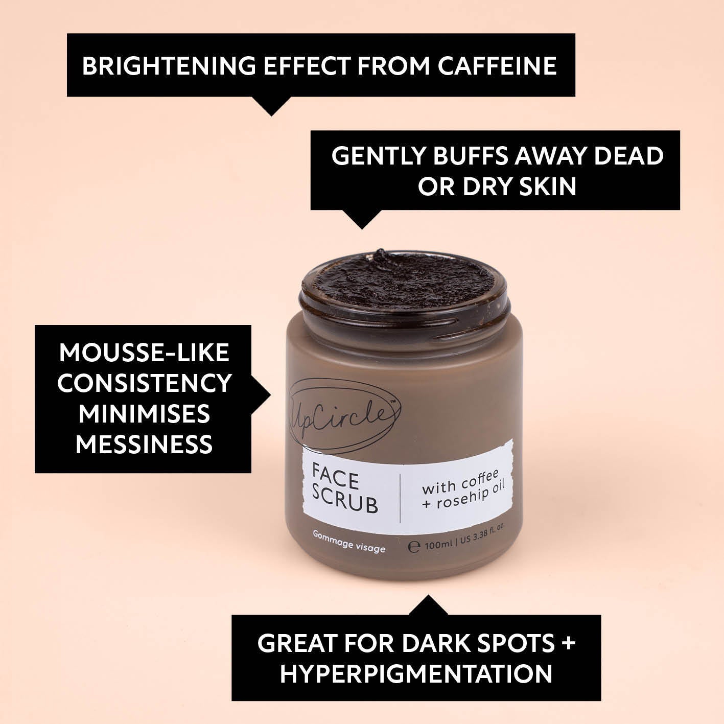 Face Scrub with Coffee + Rosehip Oil - Korvel