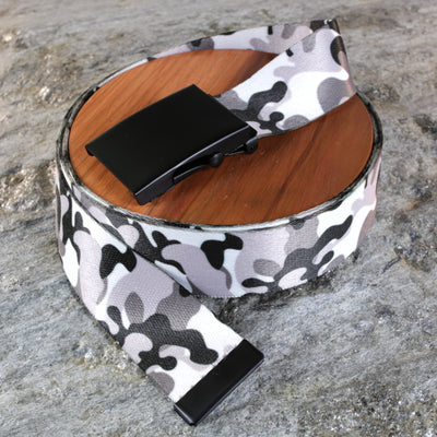 Classic Winter Camo Belt - Versatile Sizes & Buckle Options