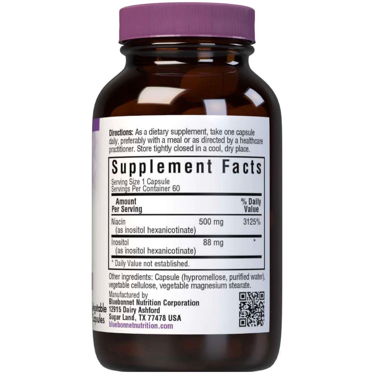 Bluebonnet Flush Free Niacin 500 mg - 60 Vegetable Capsules