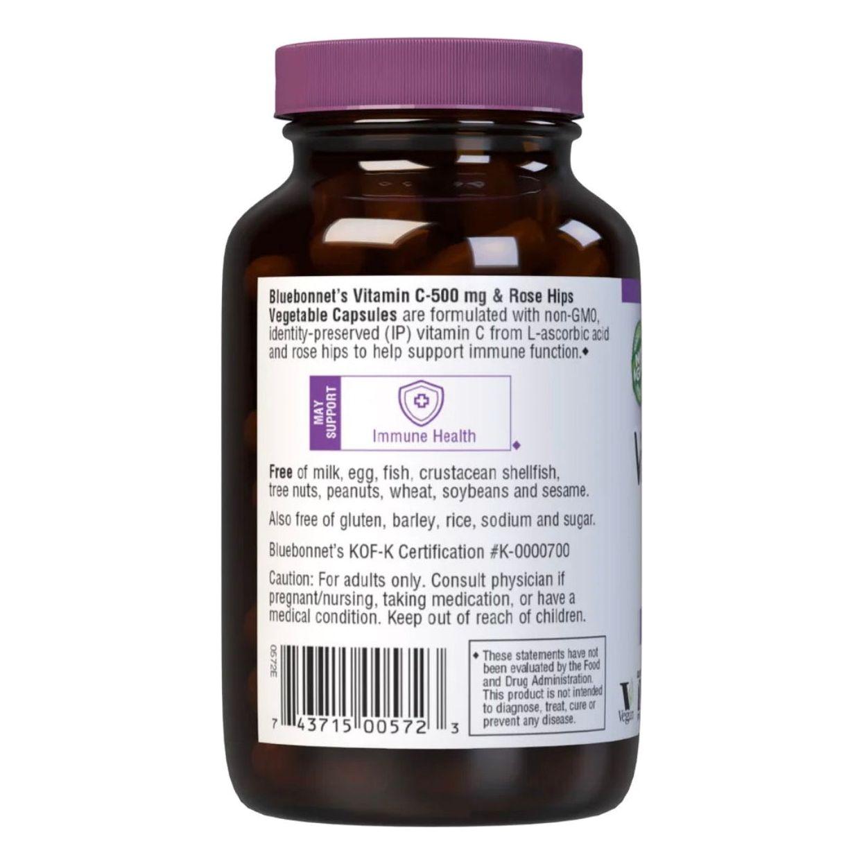 Bluebonnet Vitamine C Kasher 500 mg Plus Églantier - 90 Capsules