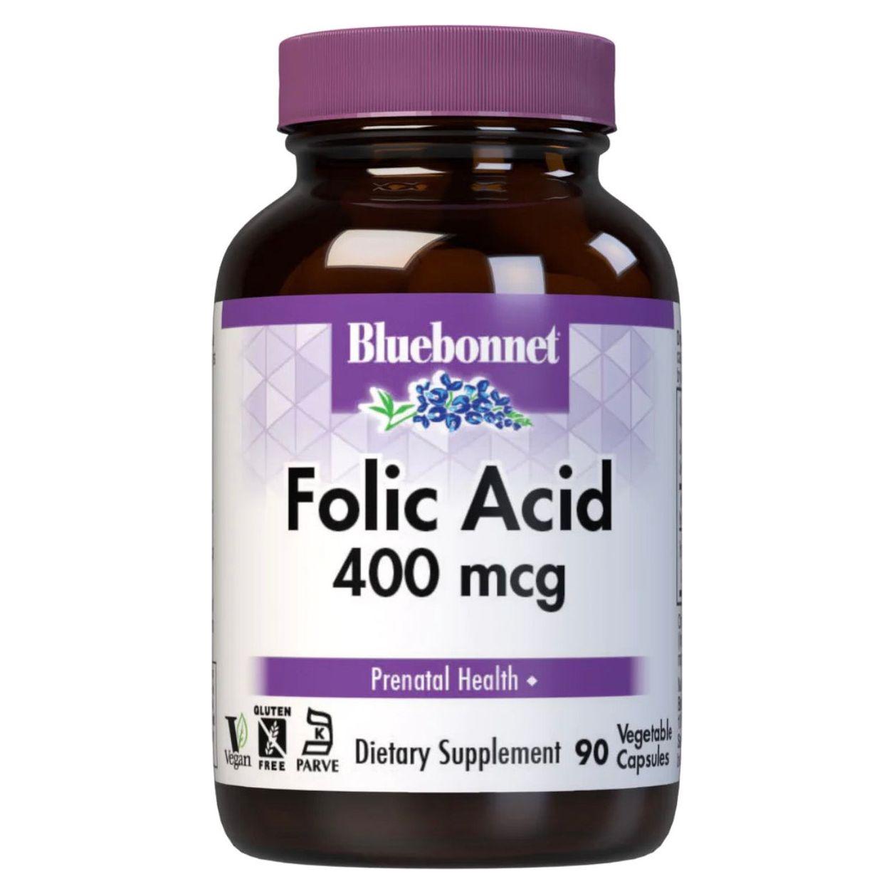 Bluebonnet Nutrition Folic Acid 400 mcg - 90 Vegetable Capsules
