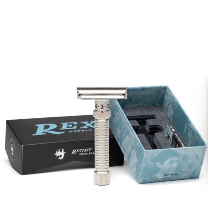 Rex Supply Co. Ambassadeur Rasoir DE Réglable en Acier Inoxydable Poli RSC-101P