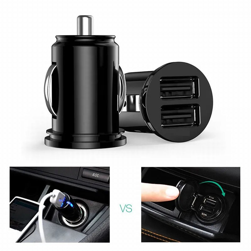 Compact Dual USB Car Charger Adapter for Vehicles