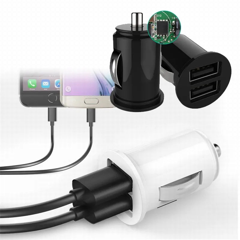 Compact Dual USB Car Charger Adapter for Vehicles