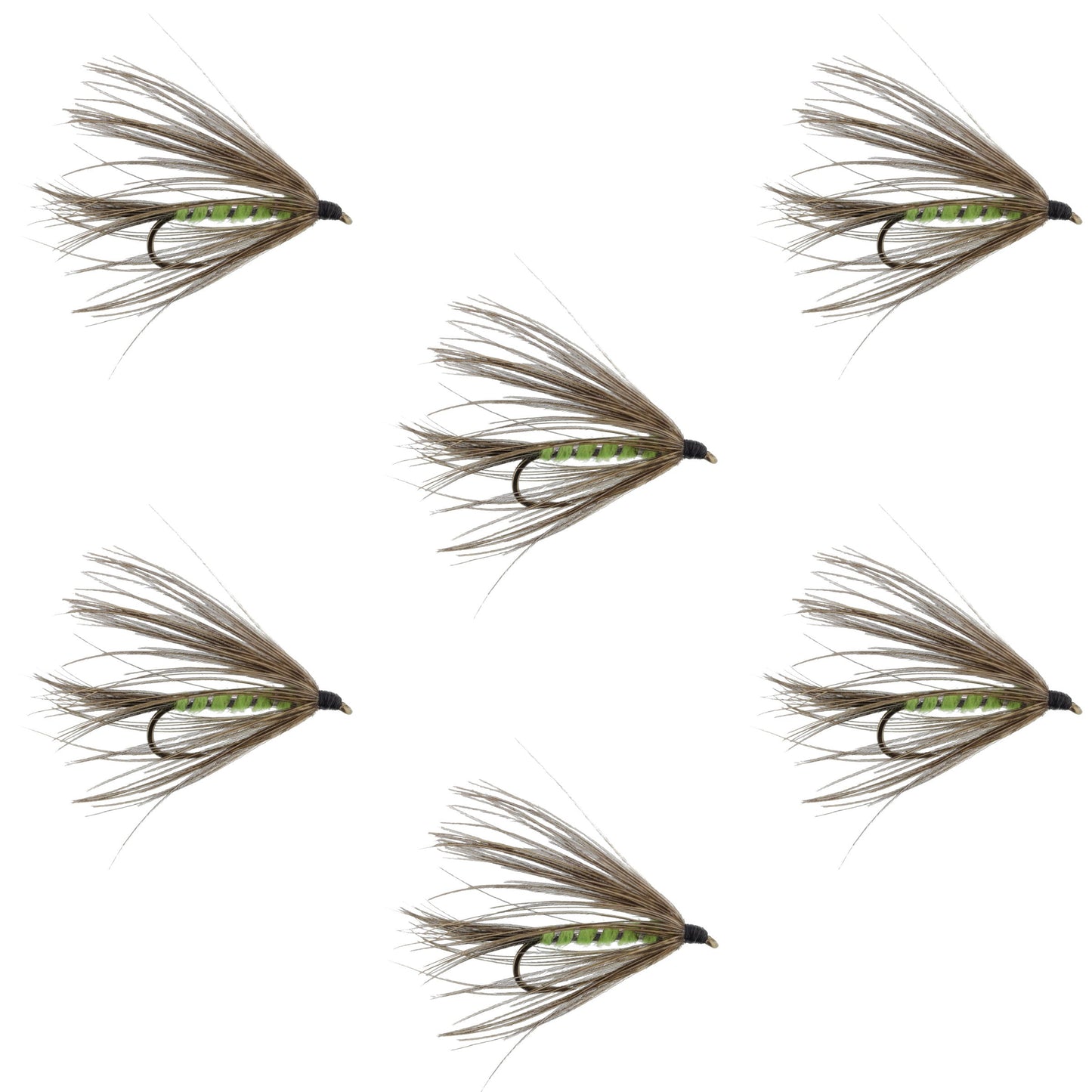 Carey Special Soft Hackle Grouse and Bright Green Wet Fly - 6 Flies Hook Size 10 - Korvel