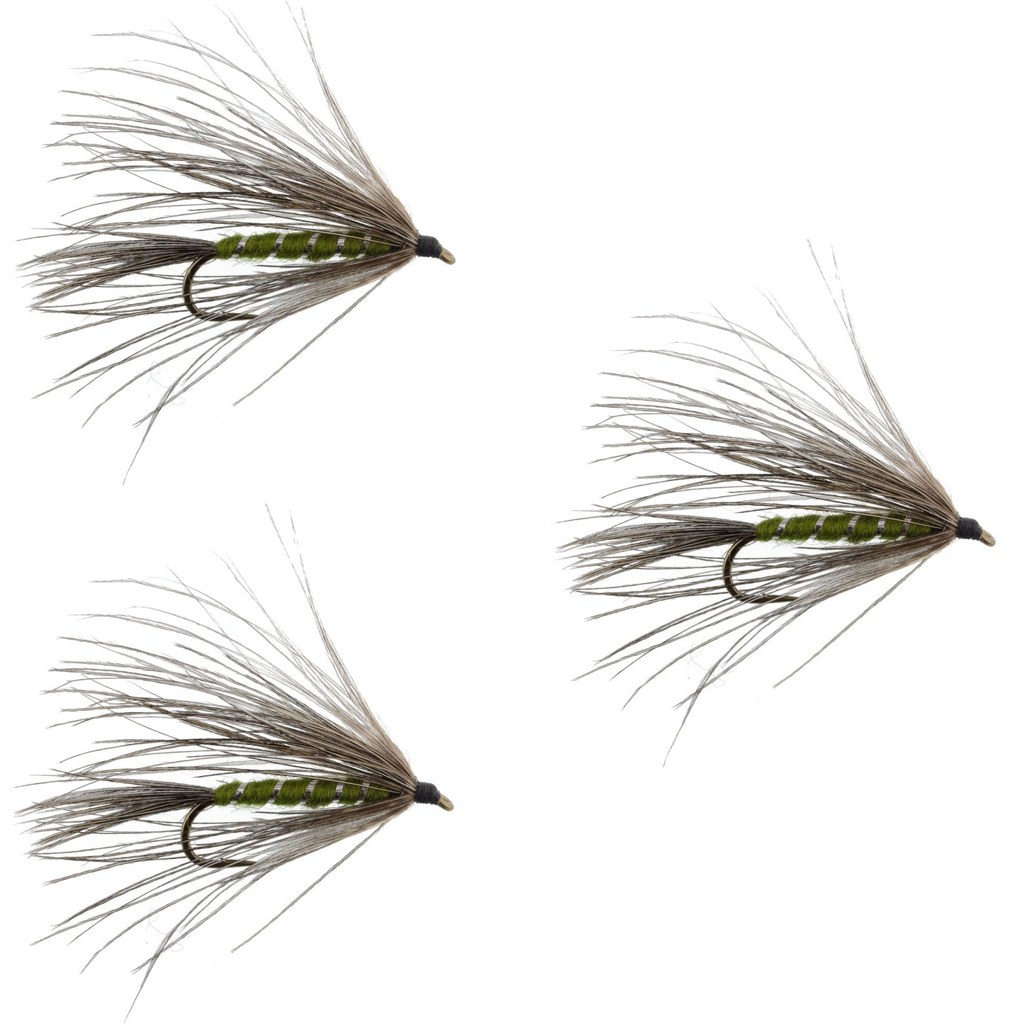 3 Pack Carey Special Soft Hackle Grouse and Olive Wet Fly - Hook Size 10 - Korvel