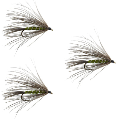 3 Pack Carey Special Soft Hackle Grouse and Olive Wet Fly - Hook Size 10 - Korvel