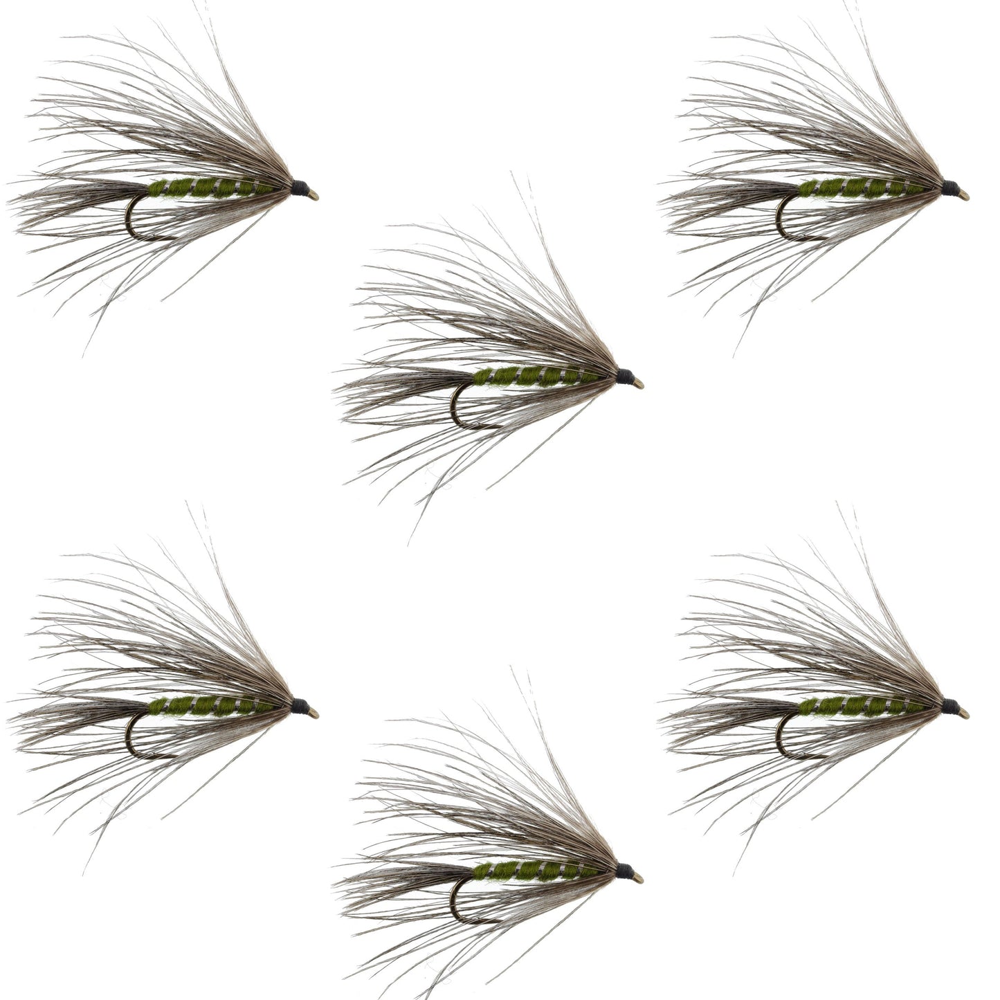 Carey Special Soft Hackle Grouse and Olive Wet Fly - 6 Flies Hook Size 10 - Korvel