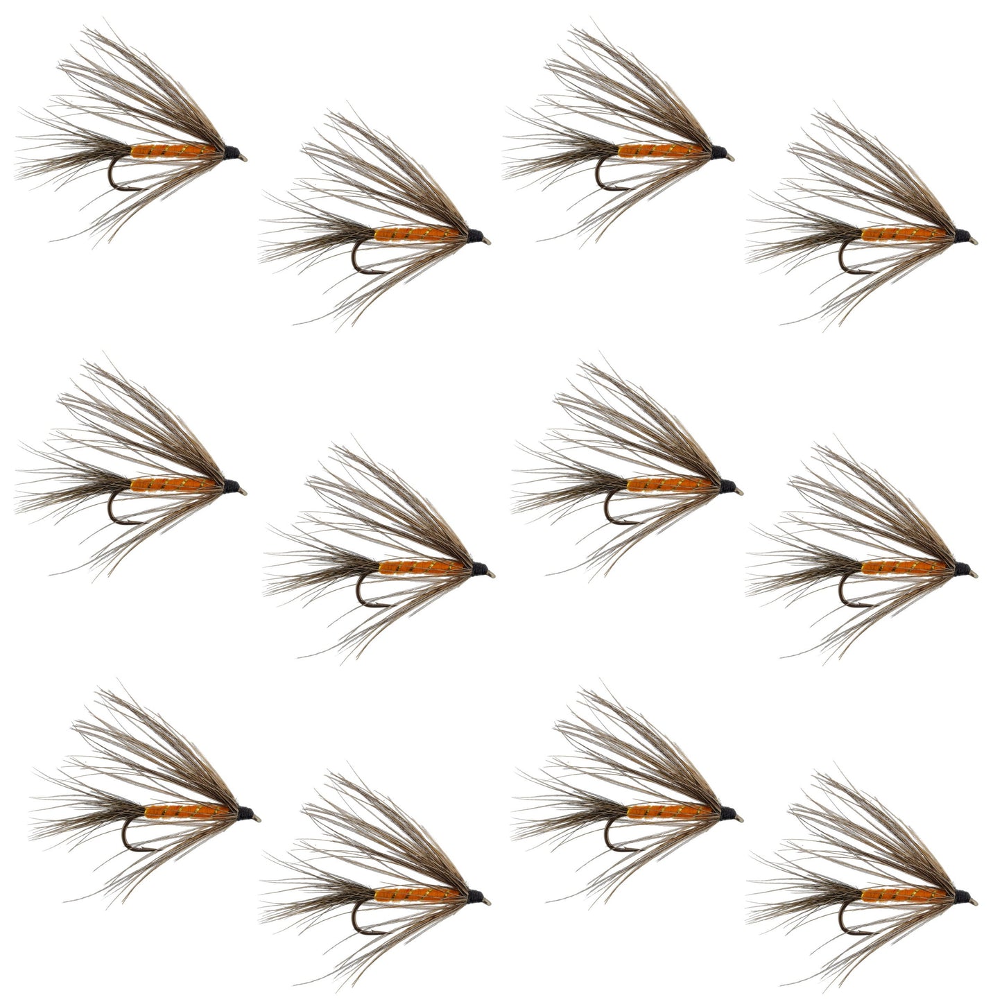 Carey Special Soft Hackle Grouse and Orange Wet Fly - 12 Flies Hook Size 10 - Korvel