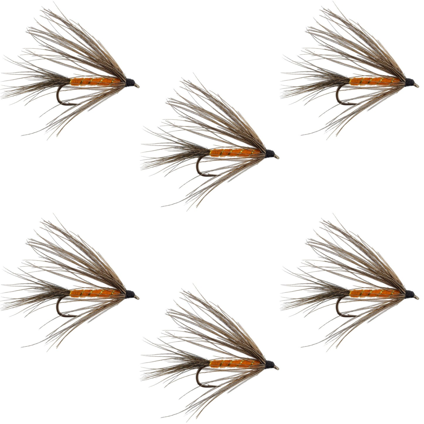 Carey Special Soft Hackle Grouse and Orange Wet Fly - 6 Flies Hook Size 10 - Korvel