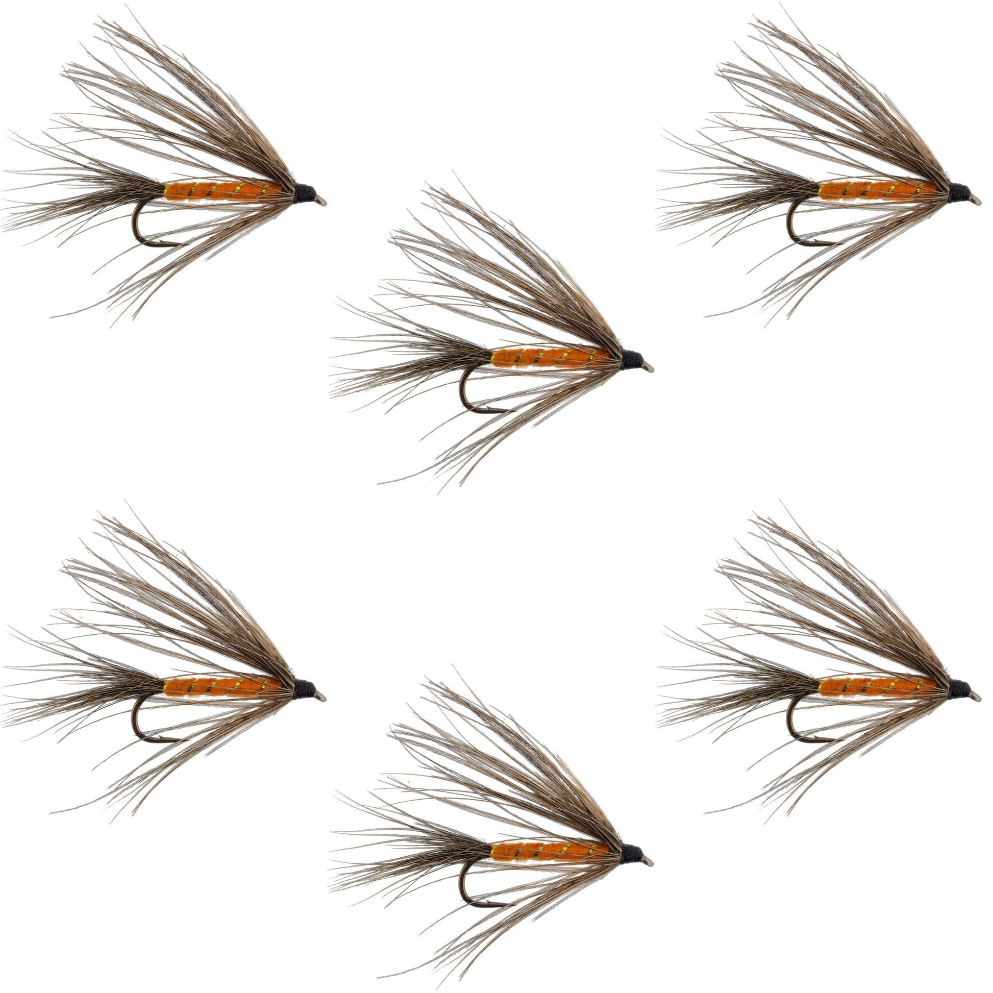 Carey Special Soft Hackle Grouse and Orange Wet Fly - 6 Flies Hook Size 10 - Korvel
