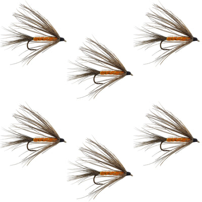 Carey Special Soft Hackle Grouse and Orange Wet Fly - 6 Flies Hook Size 10 - Korvel