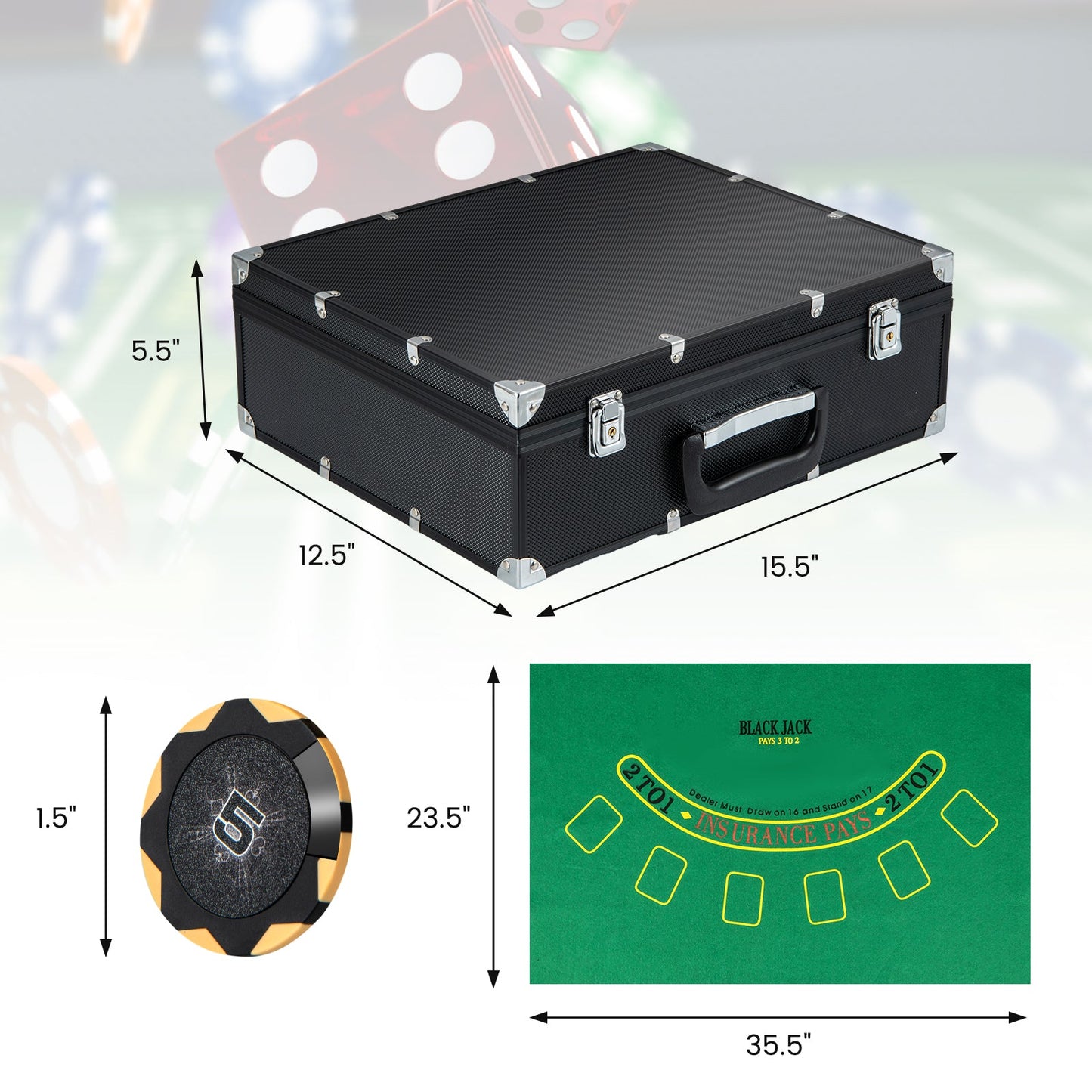 14 Gram Poker Chip Set - 300 Pieces for Casino-Quality Play