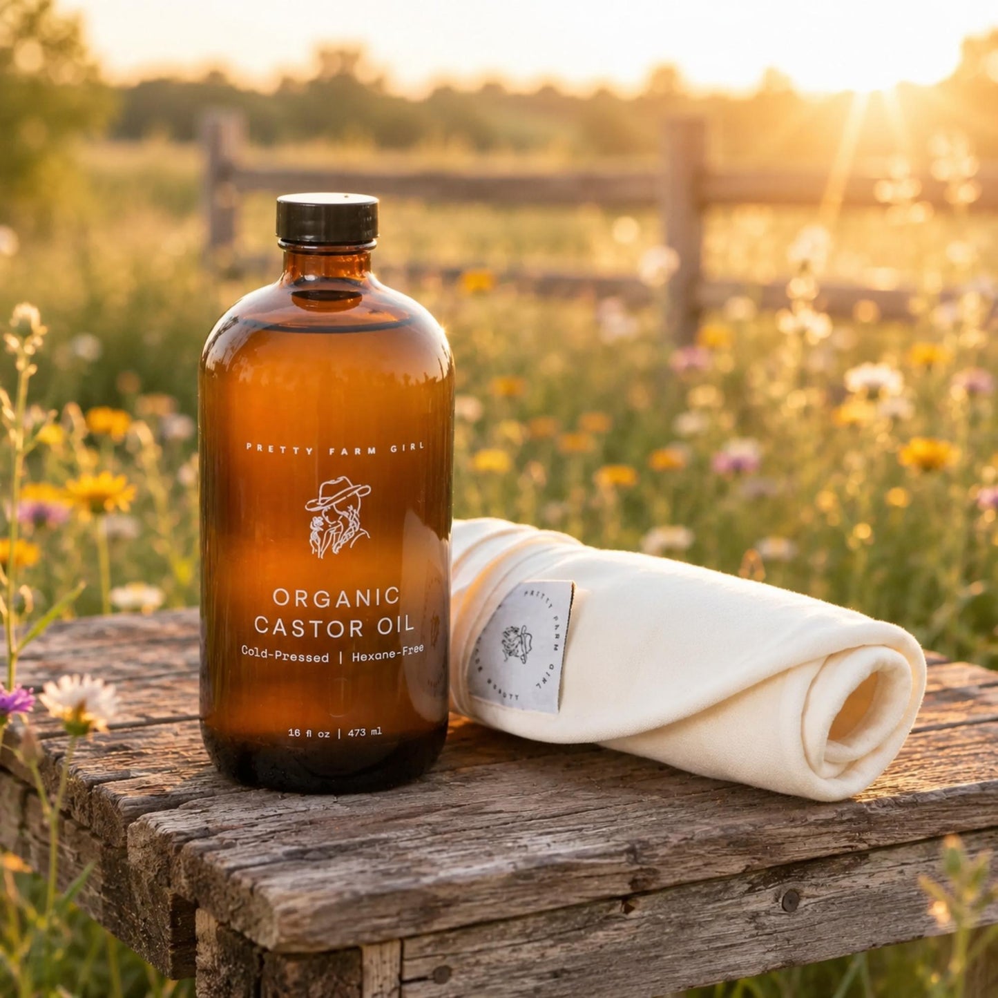 Organic Pure Castor Oil & Cloth Pack Bundle