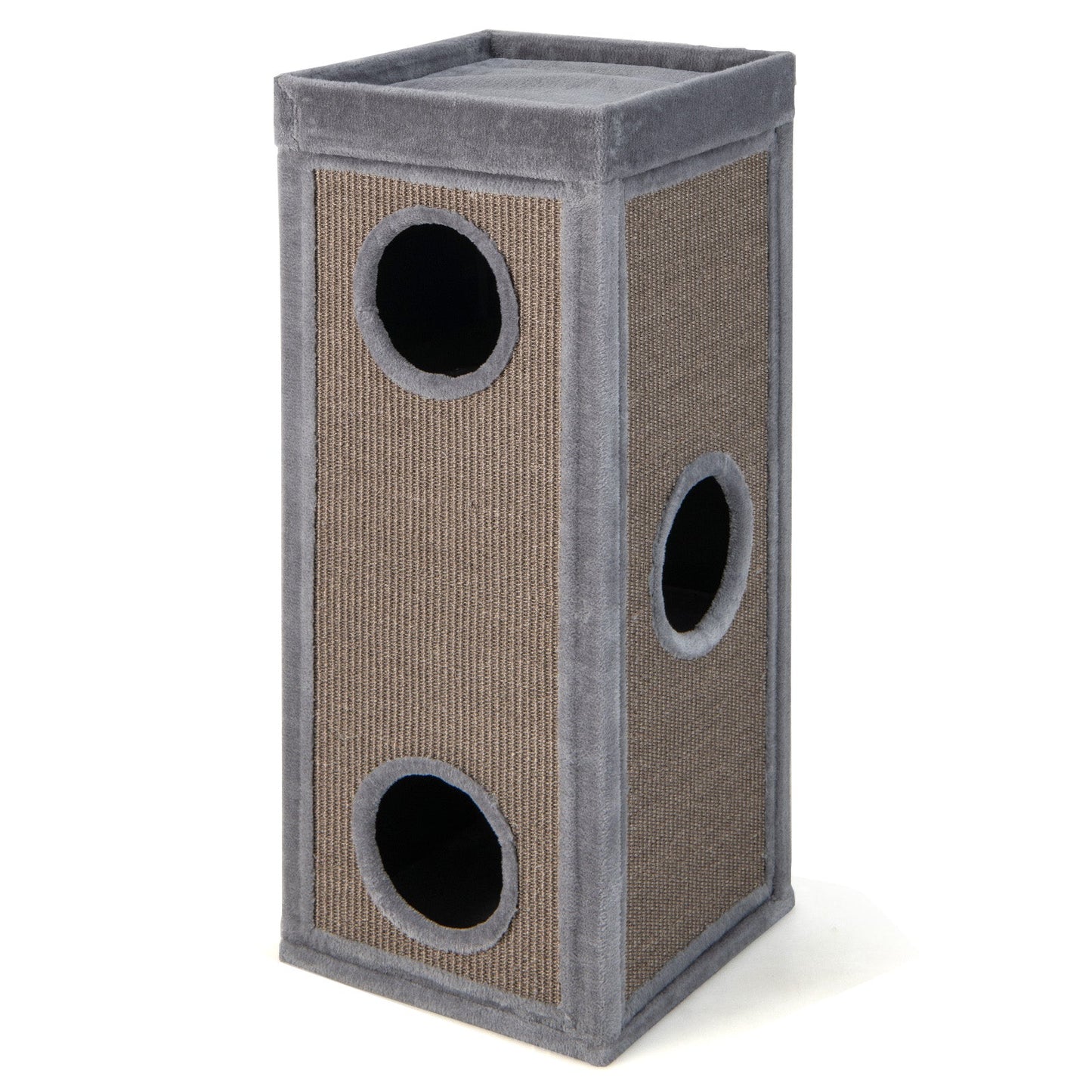 39-Inch Premium Cat Condo with Scratching Posts and Plush Cushions - Gray