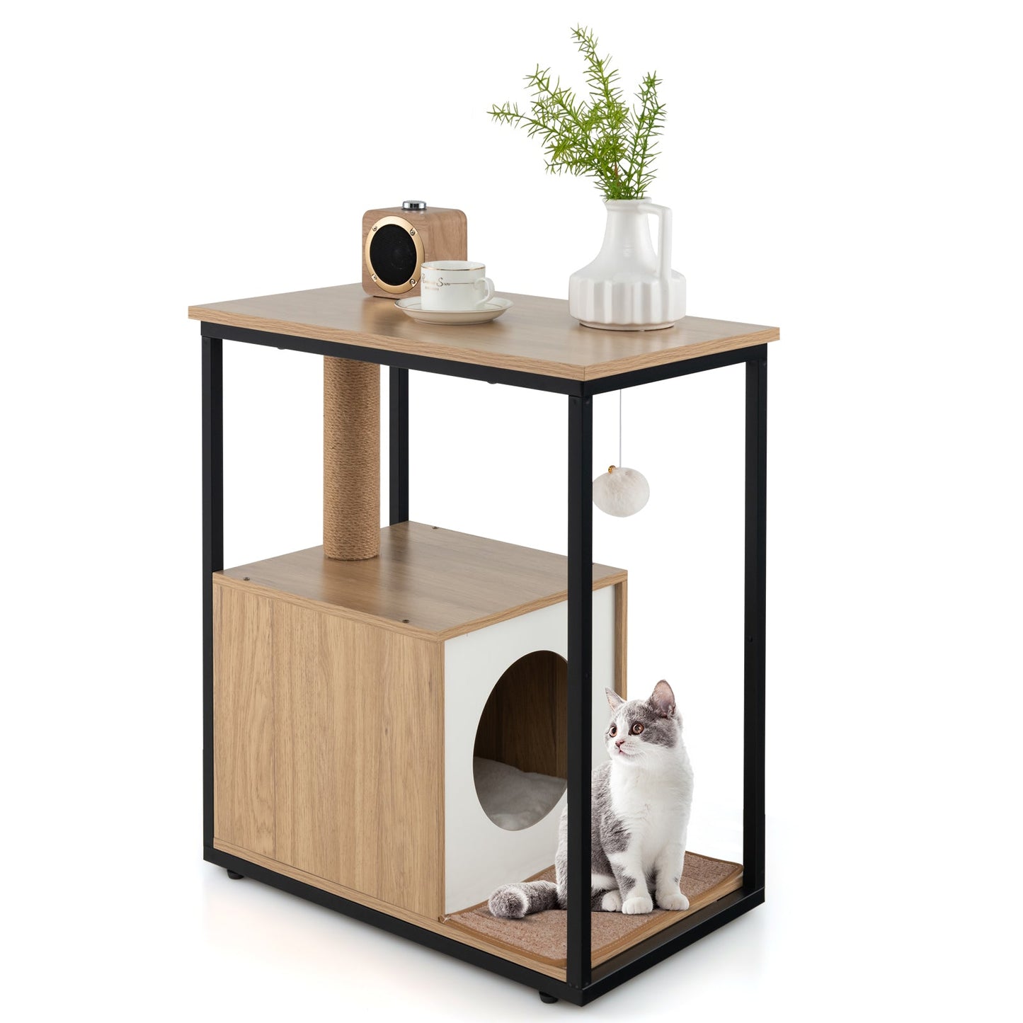 Gbruno Cat Furniture End Table with Scratching Post - Natural