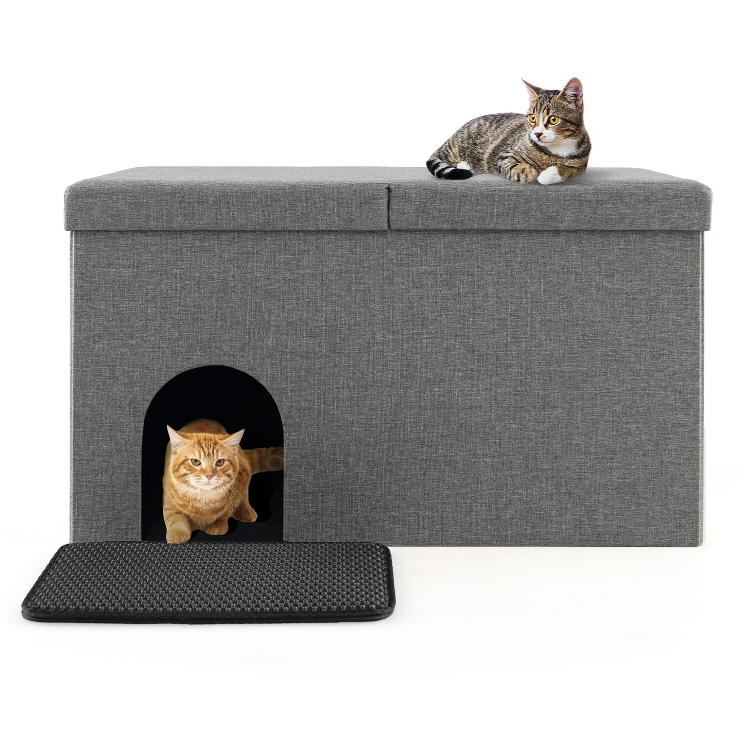 Gbruno Caja de Arena para Gatos con Alfombrilla a Prueba de Orina - Gris