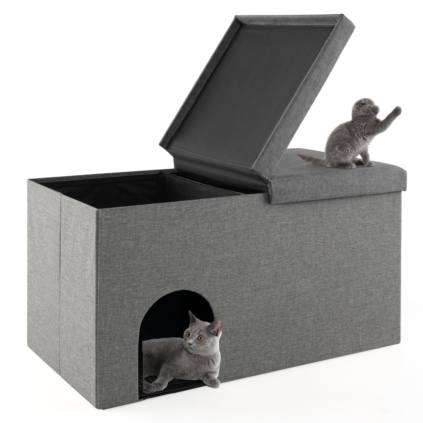 Gbruno Caja de Arena para Gatos con Alfombrilla a Prueba de Orina - Gris