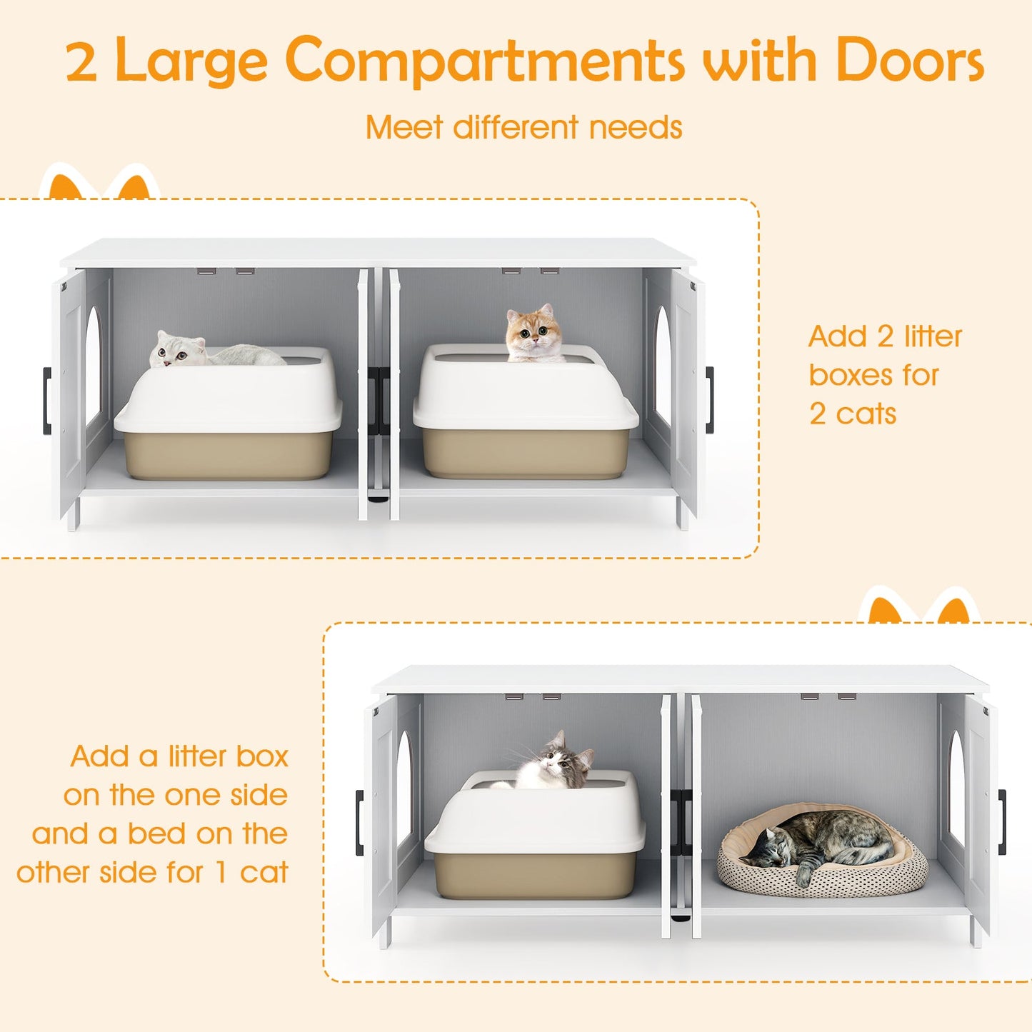 Caja de arena moderna para gatos - Oculta Blanca