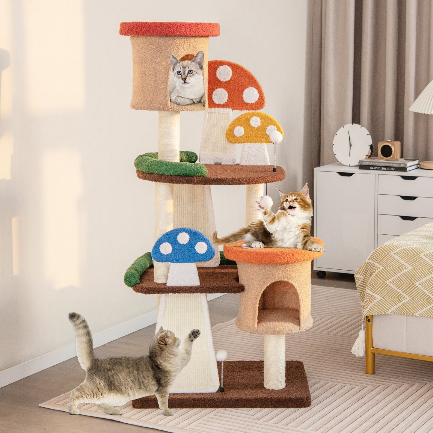 4-In-1 Cat Tree with Condos & Platforms - Multicolor