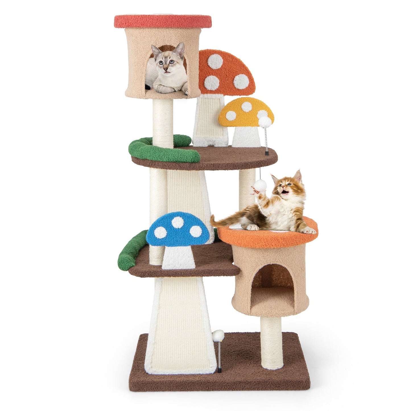 4-In-1 Cat Tree with Condos & Platforms - Multicolor