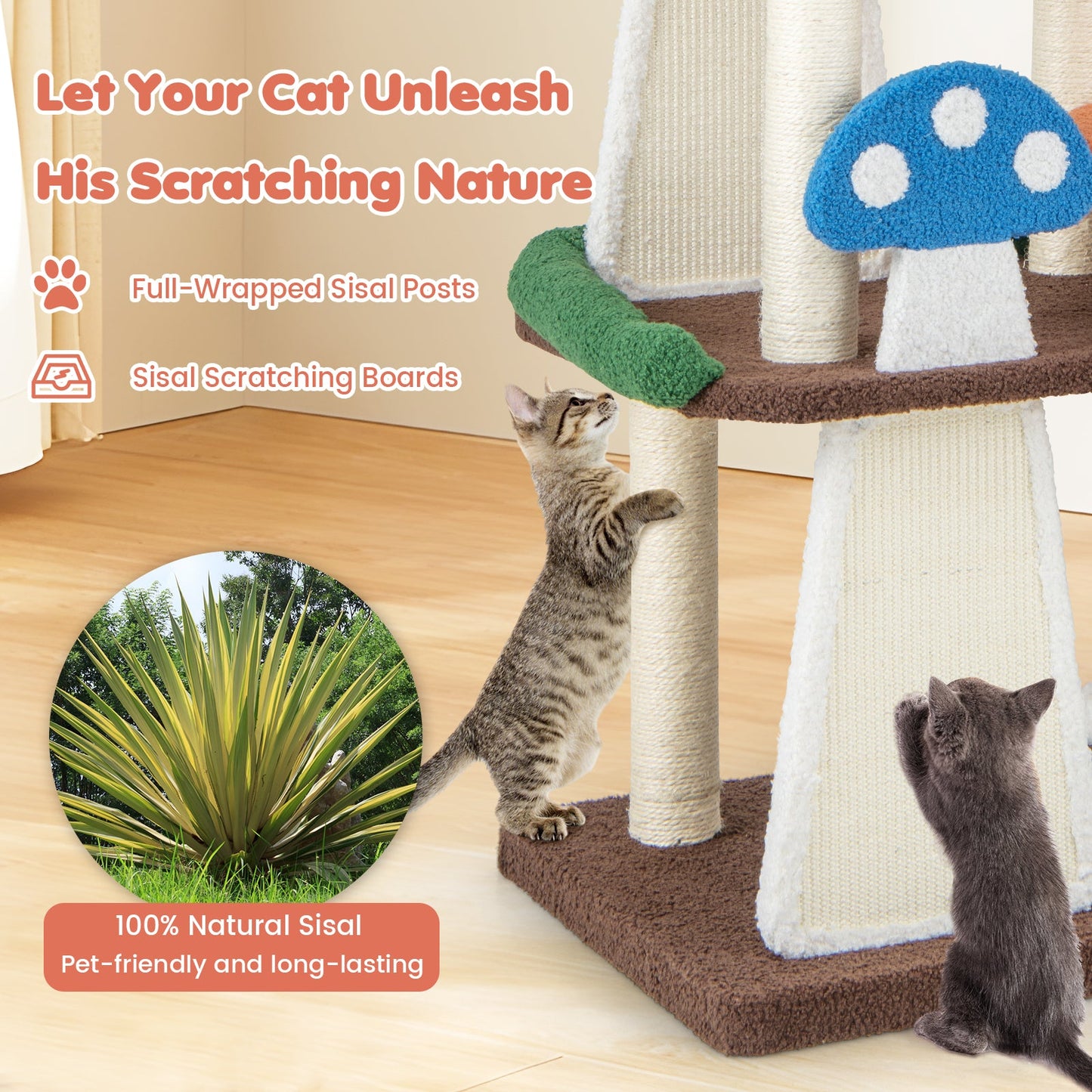 4-In-1 Cat Tree with Condos & Platforms - Multicolor