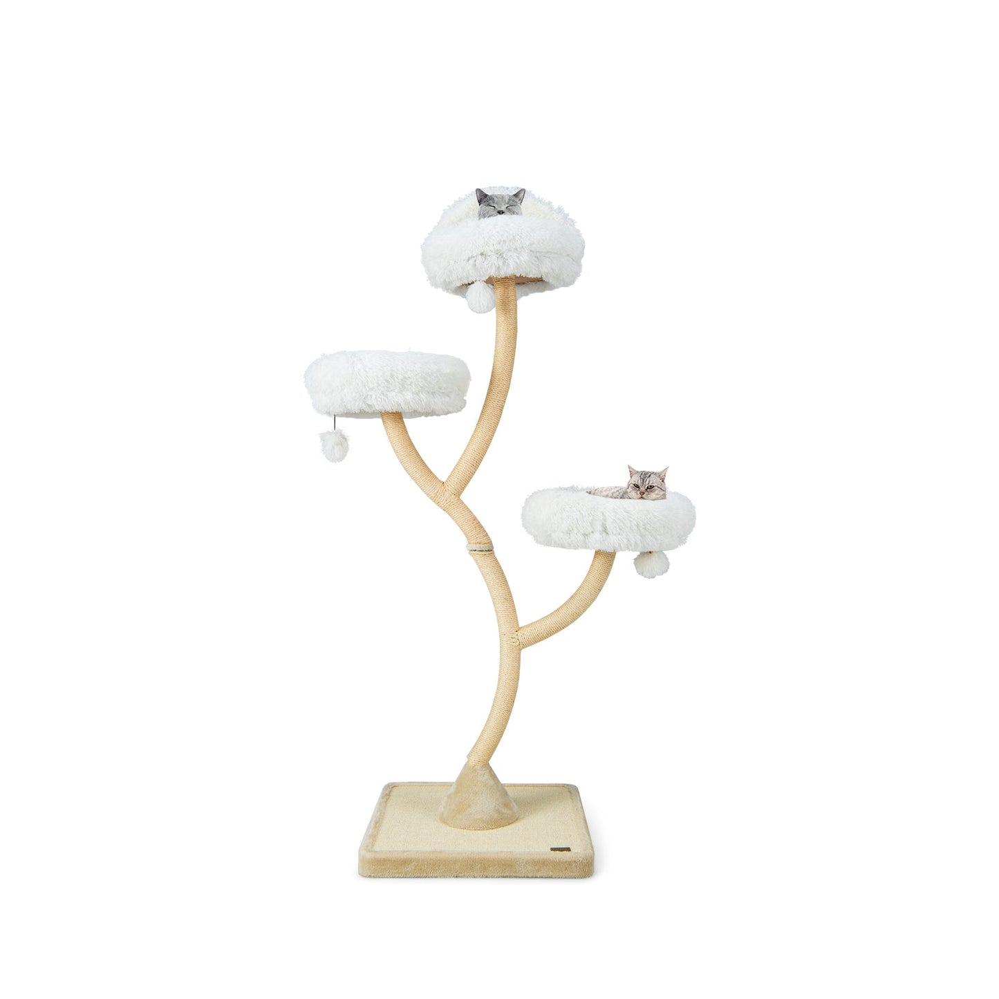 Arbre à chat de 70 pouces de hauteur avec 4 niveaux et 3 perchoirs - Beige