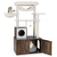 Rustic Brown Cat Tree with Litter Box Enclosure
