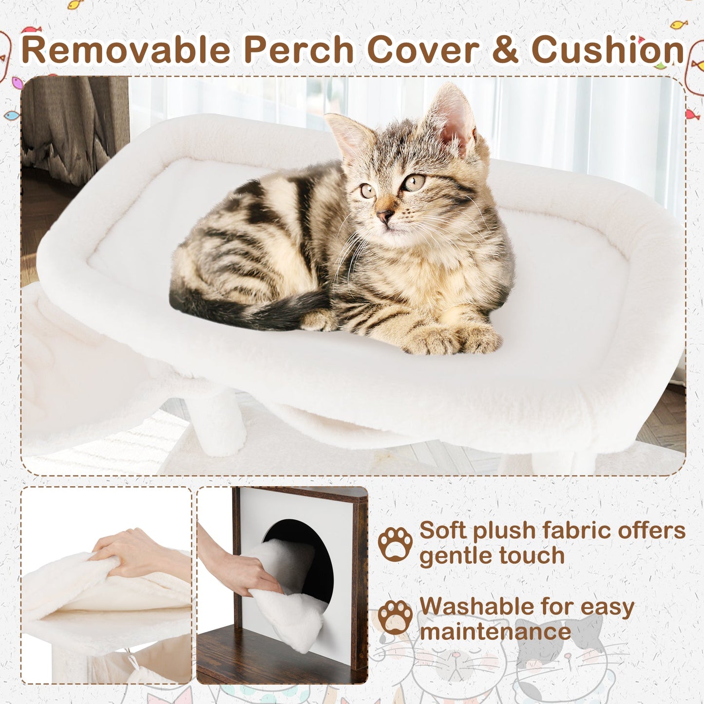 Rustic Brown Cat Tree with Litter Box Enclosure
