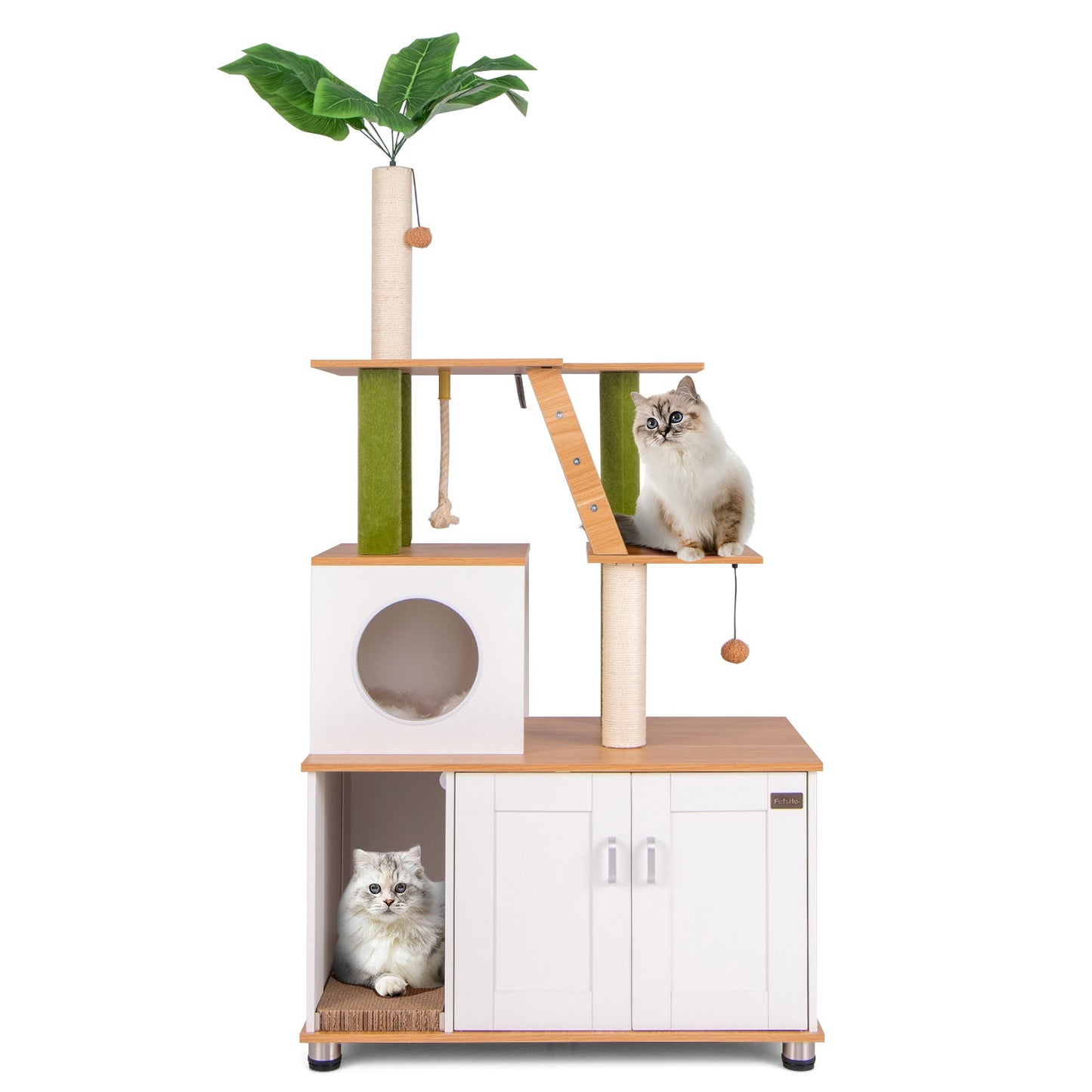Hidden Cat Washroom with Cat Tower - White