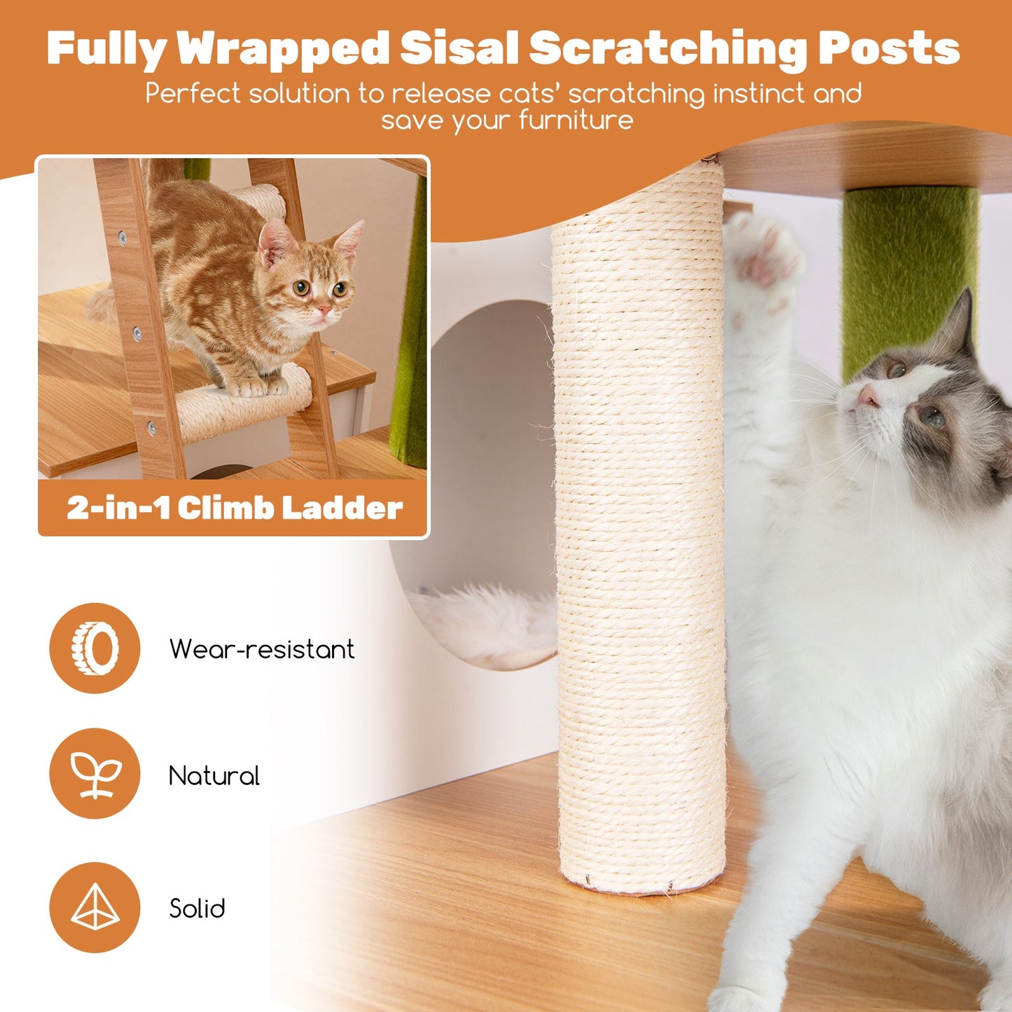 Hidden Cat Washroom with Cat Tower - White
