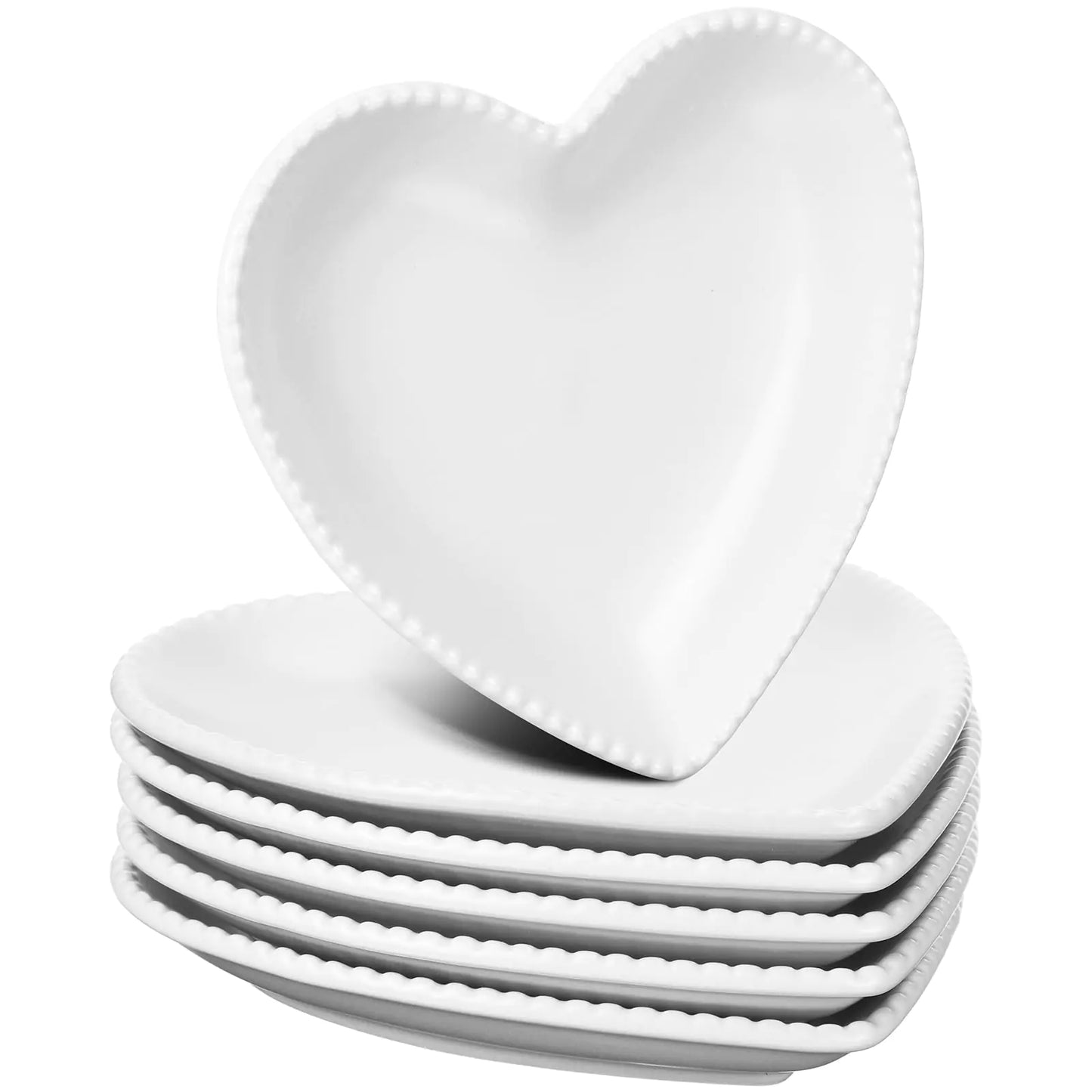 Juego de 6 Platos Cerámicos en Forma de Corazón Meanplan - Vajilla Elegante