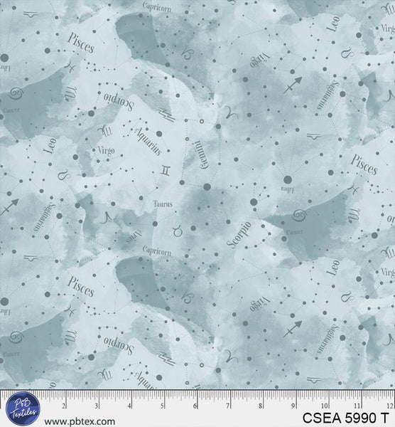 Celestial Seasons Grey Teal Fabric - 44"/45" Per Yard
