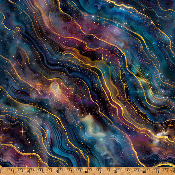 Tissu en coton Celestials Midnight Flora par Hoffman - 43"/44" par yard
